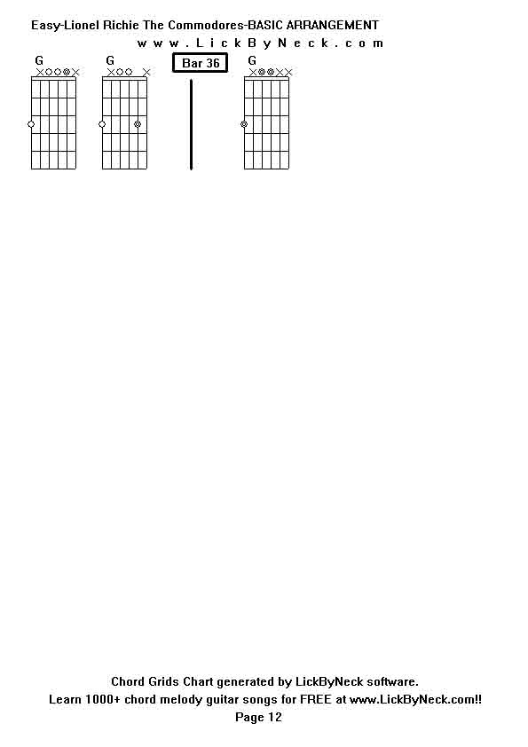 Chord Grids Chart of chord melody fingerstyle guitar song-Easy-Lionel Richie The Commodores-BASIC ARRANGEMENT,generated by LickByNeck software.